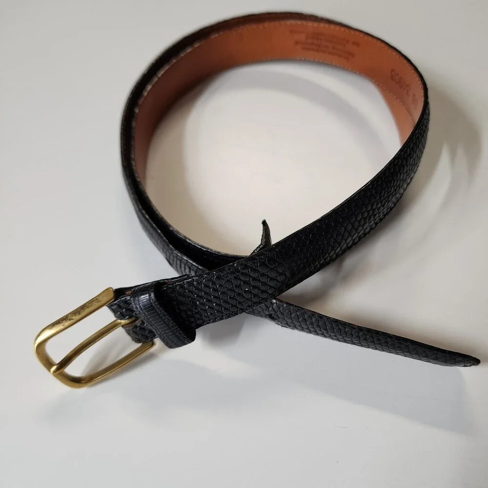 Brighton Belt Womens 38 Black Lizard